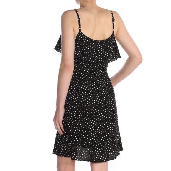 Sanctuary Rafaela Button Mini Dress XS Black White Polka Dot Ruffle Preppy Twee - Picture 4 of 15